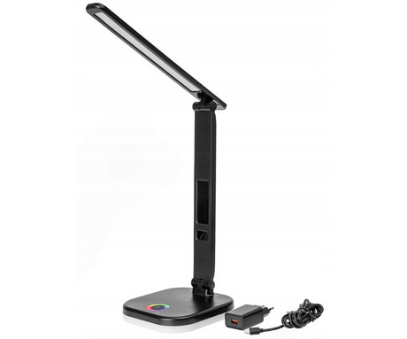 PLATINET PDL711RGB namizna LED svetilka, moderna, budilka, brezžično polnjenje, zaslon, RGB osvetlitev, 5W, črna