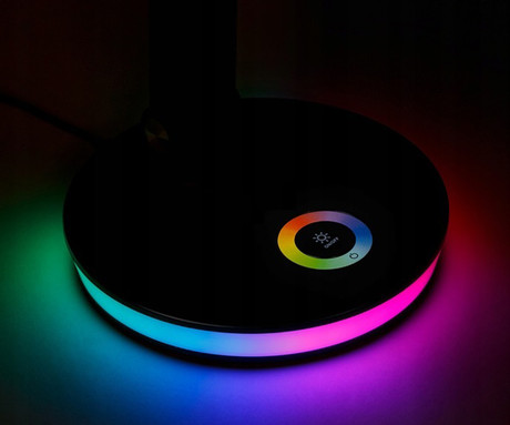 PLATINET PDL711RGB namizna LED svetilka, moderna, budilka, brezžično polnjenje, zaslon, RGB osvetlitev, 5W, črna