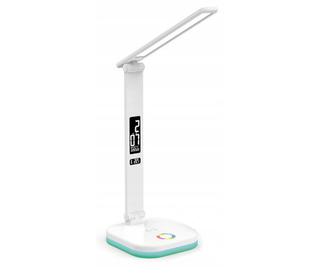 PLATINET PDL711RGB namizna LED svetilka, moderna, budilka, brezžično polnjenje, zaslon, RGB osvetlitev, 5W, bela