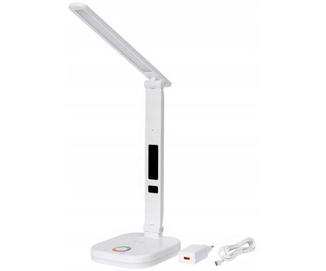PLATINET PDL711RGB namizna LED svetilka, moderna, budilka, brezžično polnjenje, zaslon, RGB osvetlitev, 5W, bela