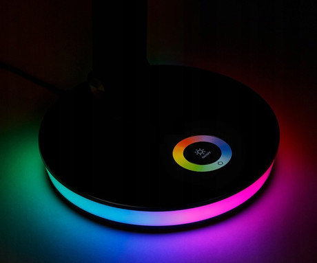 PLATINET PDL711RGB namizna LED svetilka, moderna, budilka, brezžično polnjenje, zaslon, RGB osvetlitev, 5W, bela
