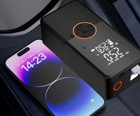 PLATINET PMPBTP MINI 4V1 powerbank polnilna baterija, zagonska baterija / jump starter, brezžična zračna tlačilka / kompresor, LED luč, 8000mAh, 800A, 140PSI/9.65bar, 22L/min, LCD zaslon, USB Type-C