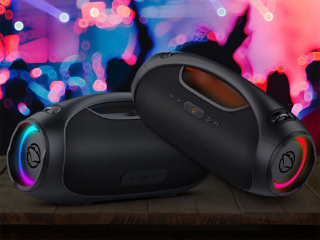 MANTA SPK320 prenosni Boombox zvočnik, Bluetooth 5.3, 120W, TWS / Multi Link, polnilna baterija, RGB LED osvetlitev, IPX6 vodoodpornost, USB / AUX, Google Assistant / Siri, črn (Eclipse Black)