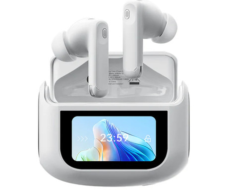 Blackview AIRBUDS 12 brezžične ušesne slušalke, Bluetooth 5.4, Advanced ANC & ENC, LED zaslon, klicanje, mikrofon, polnilna postaja, do 28 ur, IPX7 vodoopornost, USB Type-C, bele (Ivory White)