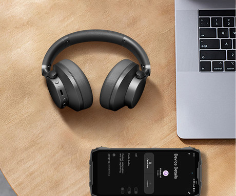 Blackview FITBUDS H1 brezžične naglavne slušalke, Bluetooth 5.4, 3D Stereo, Hybrid ANC & ENC, klicanje, mikrofon, polnilna baterija, do 65 ur, zložljive, USB Type-C, črne (Nimbus Black)
