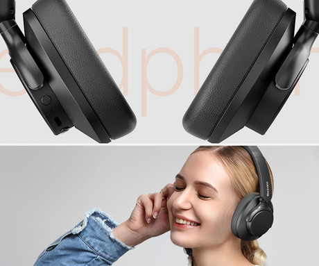 Blackview FITBUDS H1 brezžične naglavne slušalke, Bluetooth 5.4, 3D Stereo, Hybrid ANC & ENC, klicanje, mikrofon, polnilna baterija, do 65 ur, zložljive, USB Type-C, črne (Nimbus Black)