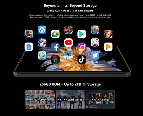 Blackview ZENO 1 tablični računalnik, 8", 3v1 AI, 4G LTE, 6GB+256GB, IPS HD+, Android, 6000mAh, WIFI 5, Bluetooth, Dual SIM, GPS, stereo zvočniki, +ovitek, črn (Rock Black)