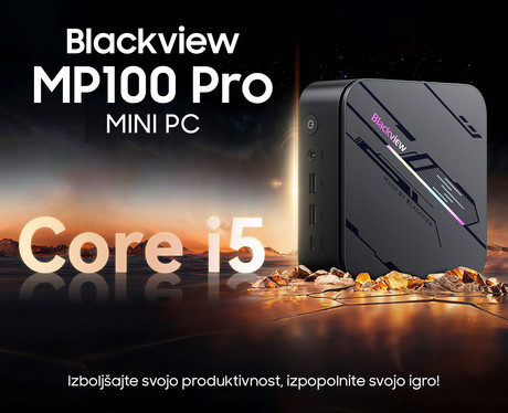 Blackview MP100 PRO namizni mini računalnik, Windows 11 PRO, Intel Alder Lake i5, 16GB RAM, 1TB SSD, WIFI 6, Bluetooth 5.2, Ethernet, 6x USB 3.2, 1x HDMI, 1x DP, 1x USB Type-C, črn