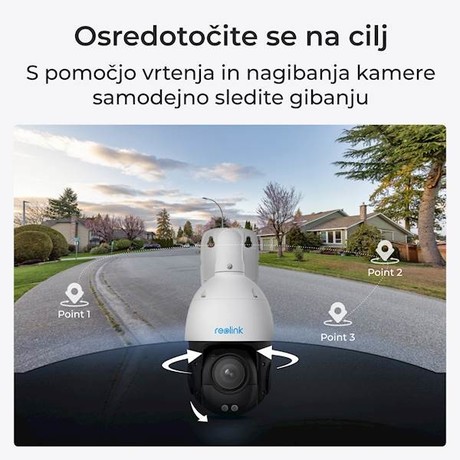 Reolink TRACKMIX P850 IP kamera, žična, 360° vrtenje, 90° nagibanje, 8MP Ultra HS, dvosmerna komunikacija, barvno nočno snemanje, bela