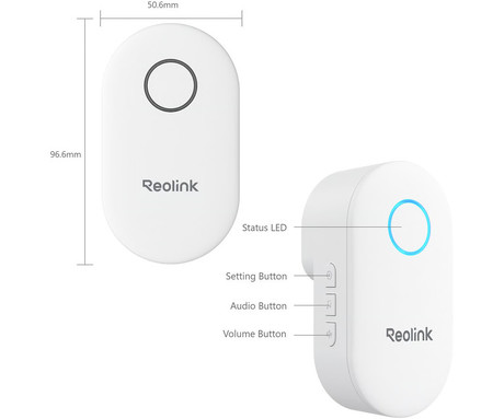 Reolink CHIME zvonec, Plug & Play, kompatibilnost z Reolink Video Doorbell, nastavljive melodije / glasnost, AC 100-240V, bel