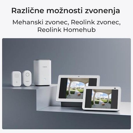 Reolink DOORBELL D340B pametni video zvonec + notranji zvonec, izjemna kvaliteta slike, zaznavanje oseb in paketov, hitra obvestila, Wi-Fi, bel