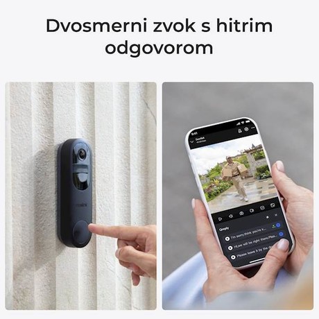 Reolink DOORBELL D340B pametni video zvonec + notranji zvonec, izjemna kvaliteta slike, zaznavanje oseb in paketov, hitra obvestila, Wi-Fi, bel
