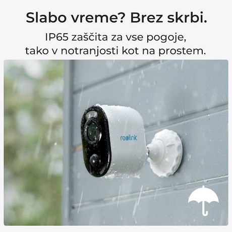 Reolink ARGUS B310 IP kamera, baterijska, Wi-Fi + solarni panel, 3MP Super HD, baterija 6000 mAh, barvno nočno snemanje,  bela