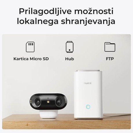 Reolink ARGUS B740X IP kamera, bela, baterijska, 180°, Wi-Fi, 2 objektiva, 8MP Ultra HD, dvosmerna komunikacija, barvno nočno snemanje, bela