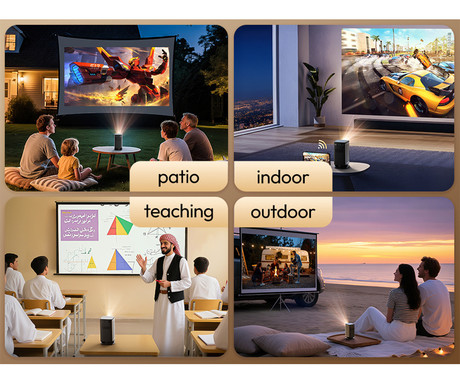 BYINTEK UFO P70X prenosni 3D LED DLP projektor, Android, Dual WIFI, Bluetooth, 2GB+32GB, polnilna baterija, 400 ANSI lumnov, samodejni fokus, STEREO zvočniki, max 4K UHD, USB / HDMI, +daljinec, črn
