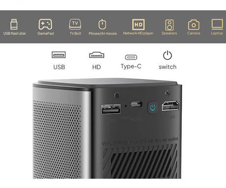 BYINTEK UFO P70X prenosni 3D LED DLP projektor, Android, Dual WIFI, Bluetooth, 2GB+32GB, polnilna baterija, 400 ANSI lumnov, samodejni fokus, STEREO zvočniki, max 4K UHD, USB / HDMI, +daljinec, črn