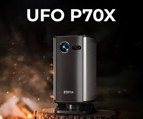 BYINTEK UFO P70X prenosni 3D LED DLP projektor, Android, Dual WIFI, Bluetooth, 2GB+32GB, polnilna baterija, 400 ANSI lumnov, samodejni fokus, STEREO zvočniki, max 4K UHD, USB / HDMI, +daljinec, črn
