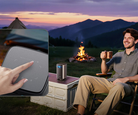 BYINTEK UFO P70X prenosni 3D LED DLP projektor, Android, Dual WIFI, Bluetooth, 2GB+32GB, polnilna baterija, 400 ANSI lumnov, samodejni fokus, STEREO zvočniki, max 4K UHD, USB / HDMI, +daljinec, črn