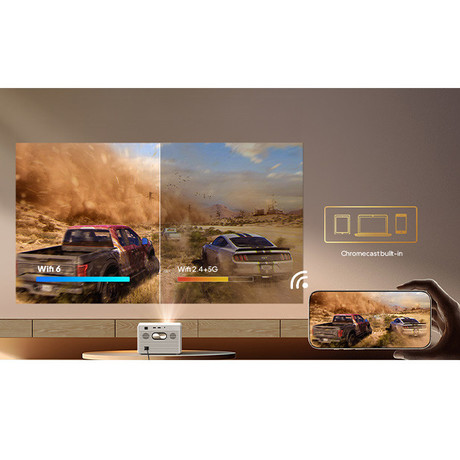 BYINTEK PLATO T5 MAX prenosni LED projektor, GoogleTV, WIFI 6, Bluetooth, 1000 ANSI lumnov, STEREO zvočniki, samodejni fokus, deljenje zaslona, max 4K UHD, USB / HDMI / AUX / RJ-45, +daljinec, bel