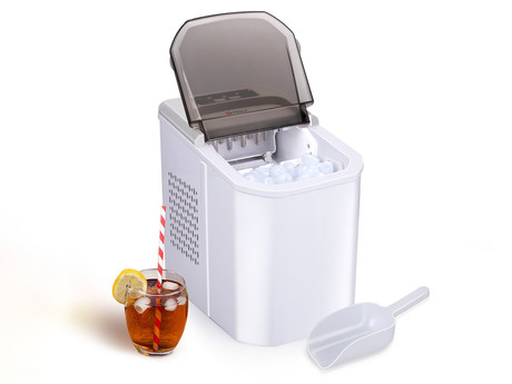 ALPINA ledomat / naprava za izdelovanje ledu, 112W, 12-15kg/24h, prikazovalnik, zajemalka za led, bel