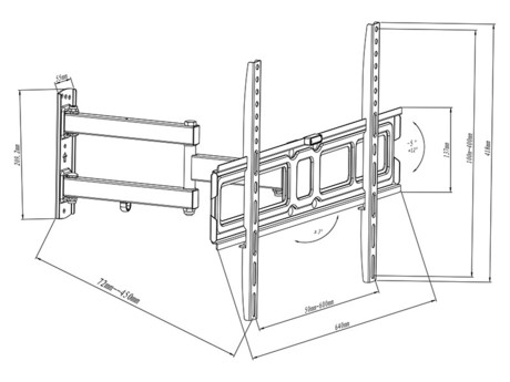 Nosilec / roka za TV, BLOW 76-870, 32''-65'', 180°, naklon -5°/+12°, do 40kg