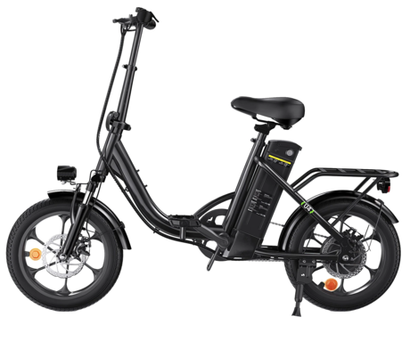 ISINWHEEL U4 električno kolo, zložljivo, 16" pnevmatike, 250W motor, 36V 10Ah 374Wh baterija, do 88km, do 25km/h, disk zavore, vzmetenje, črno