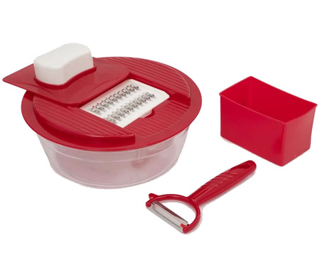 ALPINA MULTI sekljalnik hrane, večfunkcijski, ročni, rezila iz nerjavečega jekla, 200x196x92mm, rdeč