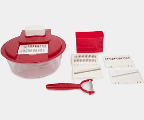 ALPINA MULTI sekljalnik hrane, večfunkcijski, ročni, rezila iz nerjavečega jekla, 200x196x92mm, rdeč