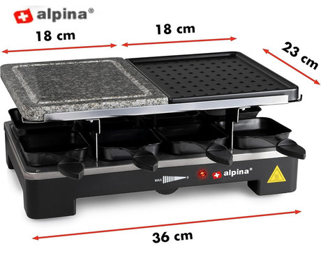 ALPINA GRILL električni žar, 8 ponev, kamnita in žar plošča