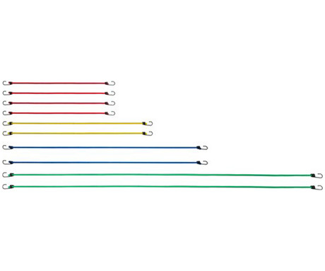 BLACK+DECKER elastični trakovi za pripenjanje, 10 kos, 4x60cm, 2x80cm, 2x100cm, 2x150cm, različne barve