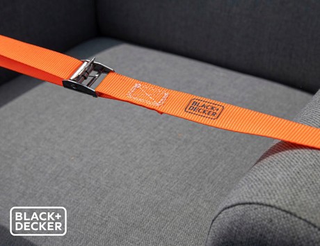 BLACK+DECKER povezovalni trak za pripenjanje, 2.5m, do 200KG, najlon, oranžna, črna