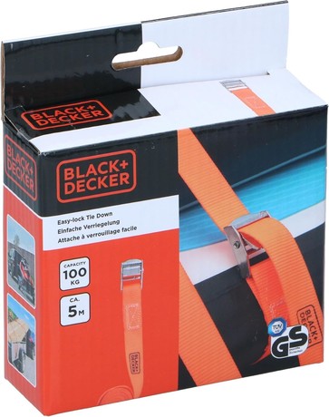 BLACK+DECKER povezovalni trak za pripenjanje, 5m, do 200KG, najlon, oranžna, črna