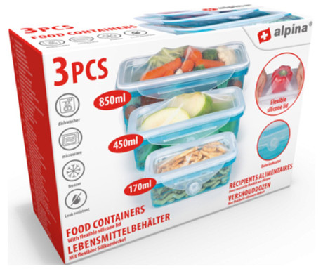 ALPINA komplet posod za shranjevanje živil in hrane, 3x posoda različnih dimenzij, plastika