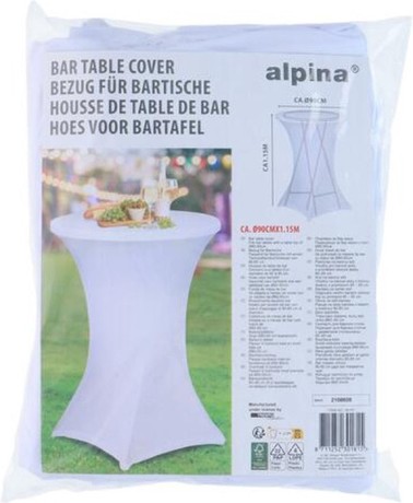 ALPINA prevleka za barsko mizo, Ø90cm, bela