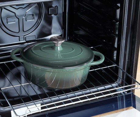 ALPINA litoželezni lonec / posoda, 5L, prevleka proti prijemanju, za vse vrste pečic in kuhalnikov, ročaji, 33x25x11cm, zelen