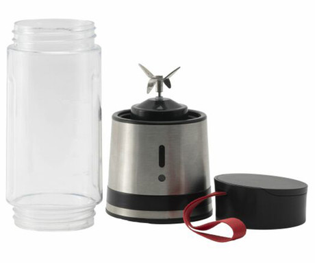 ALPINA prenosni smoothie mešalnik / blender, 125W, 300ml, polnilna baterija, 4 rezila, črna, srebrna