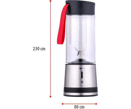 ALPINA prenosni smoothie mešalnik / blender, 125W, 300ml, polnilna baterija, 4 rezila, črna, srebrna