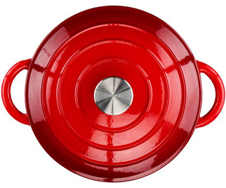 ALPINA litoželezni lonec / posoda, 3.8L, prevleka proti prijemanju, za vse vrste pečic in kuhalnikov, ročaji, 24x24x11.8cm, rdeč