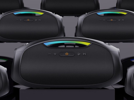MANTA SPK320 prenosni Boombox zvočnik, Bluetooth 5.3, 120W, TWS / Multi Link, polnilna baterija, RGB LED osvetlitev, IPX6 vodoodpornost, USB / AUX, Google Assistant / Siri, črn (Eclipse Black)