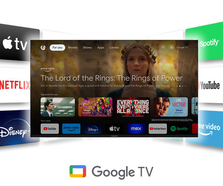 THOMSON 65UG4S14 LED TV sprejemnik, 164cm (65"), 4K UHD, Google TV, 60Hz, WiFi, Bluetooth, Dolby Audio, Google Assistant, Chromecast, Frameless oblika, pametni daljinec