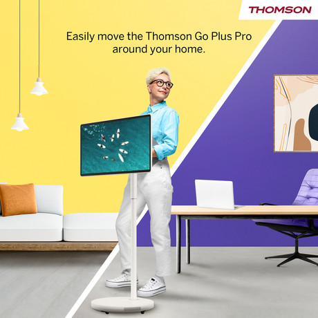THOMSON 27FE7M45 GO Plus Pro TV sprejemnik, 69cm (27"), Full HD, Android, 5000 mAh baterija, WiFi, Bluetooth, nastavljiv kot / naklon / višina, bel