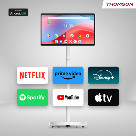 THOMSON 27UE7M45 GO Plus Pro TV sprejemnik, 69cm (27"), 4K UHD, Android, 9000 mAh baterija, WiFi, Bluetooth, nastavljiv kot / naklon / višina, bel