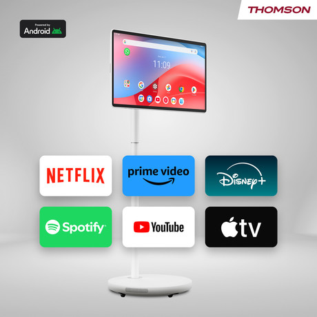 THOMSON 27UE7M45 GO Plus Pro TV sprejemnik, 69cm (27"), 4K UHD, Android, 9000 mAh baterija, WiFi, Bluetooth, nastavljiv kot / naklon / višina, bel