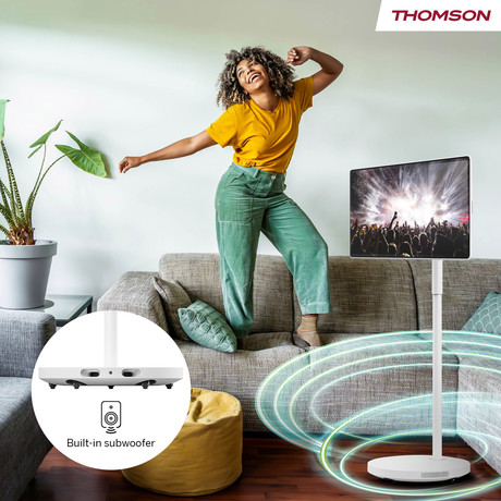 THOMSON 27UE7M45 GO Plus Pro TV sprejemnik, 69cm (27"), 4K UHD, Android, 9000 mAh baterija, WiFi, Bluetooth, nastavljiv kot / naklon / višina, bel