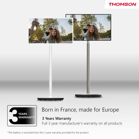 THOMSON 27UE7M45 GO Plus Pro TV sprejemnik, 69cm (27"), 4K UHD, Android, 9000 mAh baterija, WiFi, Bluetooth, nastavljiv kot / naklon / višina, bel