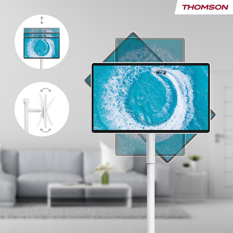 THOMSON 27UE7M45 GO Plus Pro TV sprejemnik, 69cm (27"), 4K UHD, Android, 9000 mAh baterija, WiFi, Bluetooth, nastavljiv kot / naklon / višina, bel