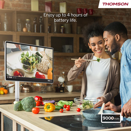 THOMSON 27UE7M45 GO Plus Pro TV sprejemnik, 69cm (27"), 4K UHD, Android, 9000 mAh baterija, WiFi, Bluetooth, nastavljiv kot / naklon / višina, bel