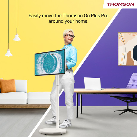 THOMSON 27UE7M45 GO Plus Pro TV sprejemnik, 69cm (27"), 4K UHD, Android, 9000 mAh baterija, WiFi, Bluetooth, nastavljiv kot / naklon / višina, bel