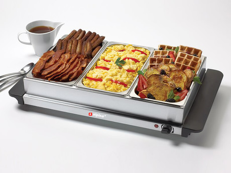 EOL - ALPINA Buffet Server 2v1 - električna grelna posoda + grelna plošča za pogostitev, 3x1,25L