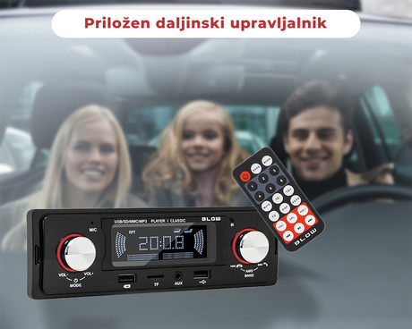 Avtoradio BLOW AVH Classic 78-287, Radio FM, Bluetooth, 4x60W, MP3/USB/MicroSD/AUX-in + USB polnilec, daljinec